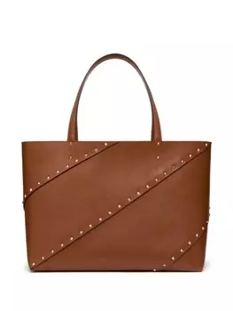 Сумка-тоут с декором Rockstud Valentino Garavani, коричневый