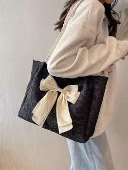 Сумка-тоут с декором в виде банта, черный