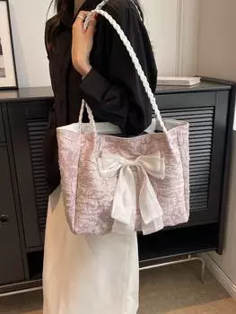 Сумка-тоут с декором в виде банта, розовый