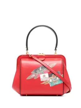 Сумка-тоут с графичным принтом Ulyana Sergeenko, красный