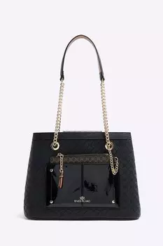 Сумка-Тоут с карманом и монограммой River Island, черный