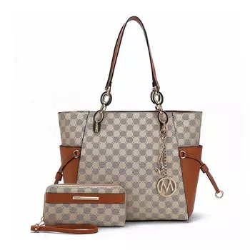 Сумка-тоут с круглым принтом MKF Collection XeniaСумочка с кошельком от Mia K — 2 шт., цвет Cognac Brown