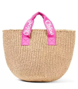 Сумка-Тоут с логотипом и эффектом рафии Chlo, коричневый