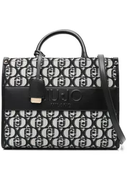 Сумка-тоут с логотипом и жаккардом LIU JO, черный