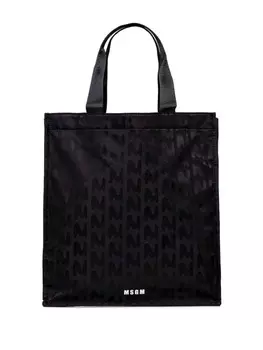 Сумка-тоут с логотипом и жаккардом MSGM, черный