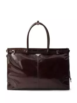 Сумка-тоут с логотипом Prada, коричневый