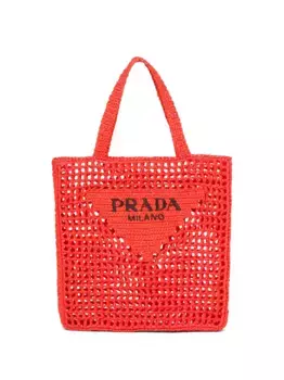 Сумка-тоут с логотипом Prada, оранжевый