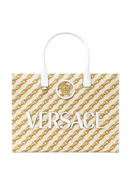 Сумка-тоут с логотипом Versace, нейтральный цвет