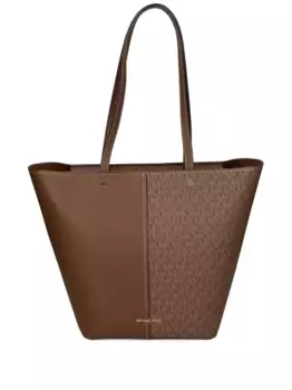 Сумка-тоут с монограммой и вставками Michael Michael Kors, коричневый