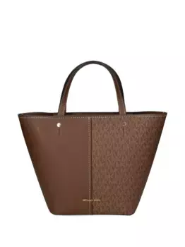 Сумка-тоут с монограммой и вставками Michael Michael Kors, коричневый