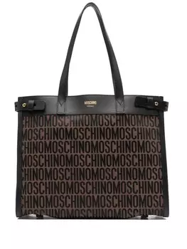 Сумка-тоут с монограммой Moschino, коричневый