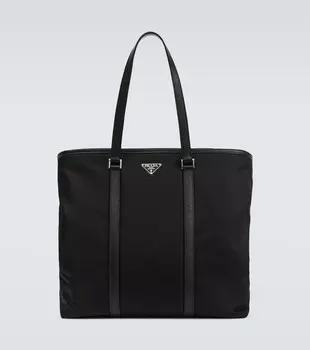 Сумка-тоут с отделкой из Re-Nylon кожи Prada, черный