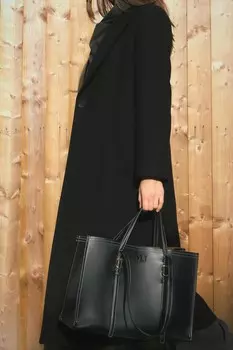 Сумка-тоут с отстрочкой ZARA, черный