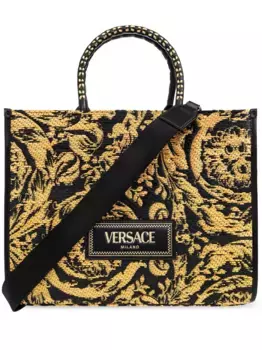 Сумка-тоут с принтом Barocco VERSACE, черный