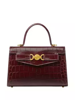 Сумка-тоут с тиснением под кожу крокодила VERSACE, коричневый