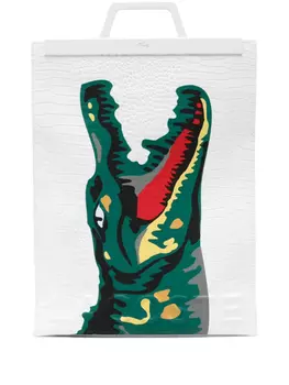 Сумка-тоут с тиснением под крокодила Lacoste, белый
