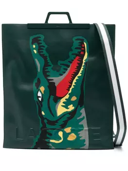 Сумка-тоут с тиснением под крокодила Lacoste, зеленый