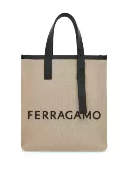 Сумка-тоут с тисненым логотипом Ferragamo, нейтральный