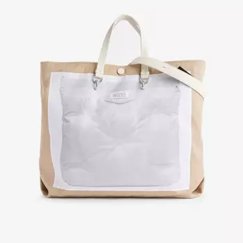 Сумка-тоут с узором trompe l'oeil из смесового хлопка Maison Margiela, коричневый