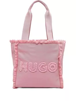 Сумка-тоут с вышитым логотипом HUGO, розовый