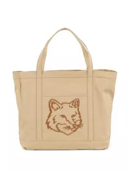 Сумка-тоут с вышитым логотипом Maison Kitsun, нейтральный
