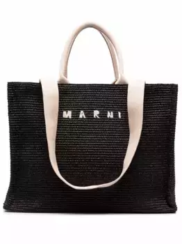 Сумка-тоут с вышитым логотипом Marni, черный