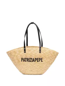 Сумка-тоут с вышитым логотипом Patrizia Pepe, нейтральный