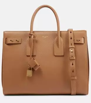 Сумка-тоут sac de jour из мягкой кожи среднего размера Saint Laurent, коричневый