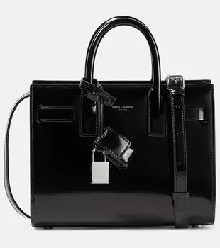Сумка-тоут Sac De Jour Nano из лакированной кожи Saint Laurent, черный