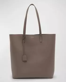 Сумка-тоут Shopping North-South Toy из гладкой кожи Saint Laurent, цвет Greyish Brown