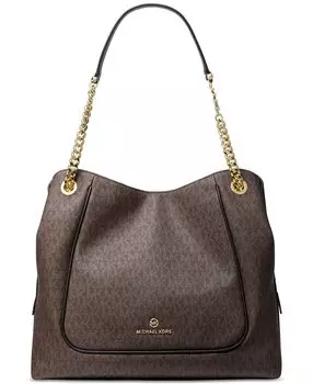 Сумка-тоут signature piper с цепочкой через плечо Michael Kors, темно-коричневый