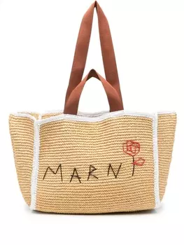 Сумка-тоут Sillo в технике макраме Marni, бежевый