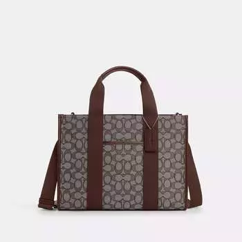 Сумка-тоут Smith от Coach Outlet из фирменного жаккарда, цвет silver/oak/maple