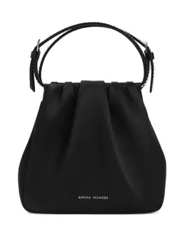 Сумка-тоут со сборками Amina Muaddi, черный