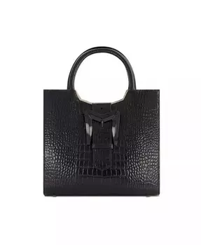 Сумка-тоут среднего размера из крокодиловой кожи с пряжкой Mac Duggal, зеленый