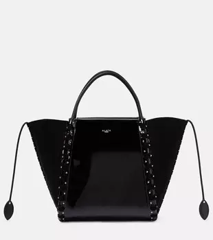 Сумка-тоут среднего размера из лакированной кожи Hinge Alaa, черный