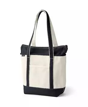 Сумка-тоут среднего размера из парусины с карманами на молнии и длинной ручкой Lands' End, белый