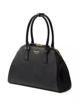 Сумка-тоут Prada среднего размера из сафьяновой кожи, черный