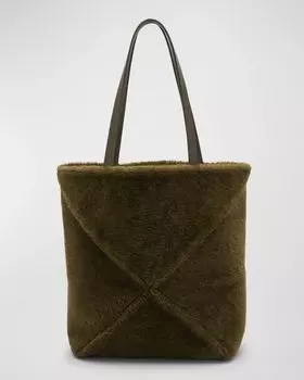 Сумка-тоут среднего размера Puzzle Fold из овчины Loewe, цвет Dark Khaki Green