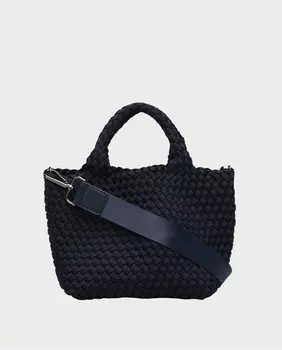 Сумка-тоут среднего размера, разноцветная, плетеная, со съемным ремнем через плечо Naghedi, темно-синий