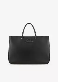 Сумка-тоут среднего размера с логотипом Armani Exchange, черный