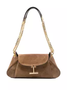 Сумка-тоут среднего размера с Т-образной фурнитурой TOM FORD, коричневый