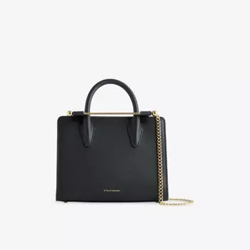 Сумка-тоут Strathberry кожаная с золотой фурнитурой, черный