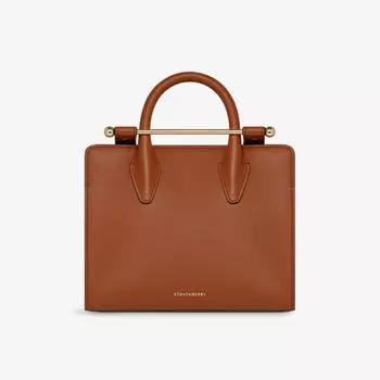 Сумка-тоут Strathberry кожаная с золотой фурнитурой, ореховый