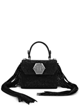 Сумка-тоут Superheroin с кристаллами Philipp Plein, черный