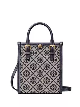 Сумка-тоут T Monogram размера мини Tory Burch, серый