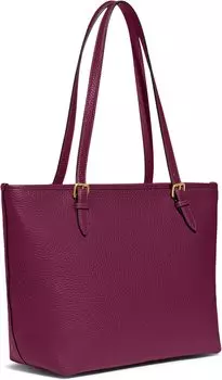 Сумка-тоут Taylor из полированной кожи с галечным узором COACH, цвет Deep Plum