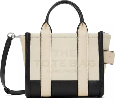 Сумка-тоут «The Leather Crossbody» цвета «Off-White & Black» Marc Jacobs