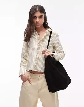 Сумка-тоут Topshop Luna из натуральной замши черного цвета