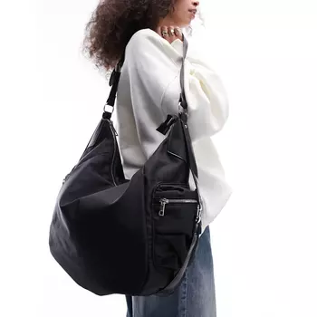 Сумка-тоут Topshop Tate Nylon Loose With Pocket, черный